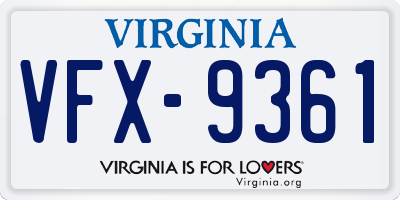 VA license plate VFX9361