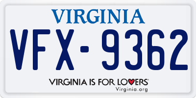 VA license plate VFX9362