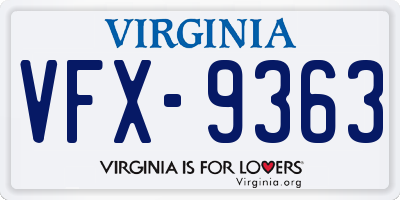 VA license plate VFX9363