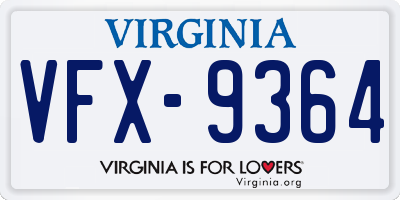 VA license plate VFX9364