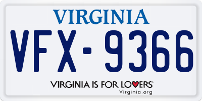 VA license plate VFX9366