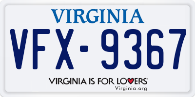 VA license plate VFX9367