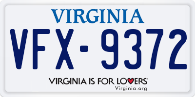 VA license plate VFX9372