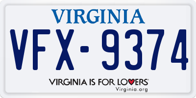 VA license plate VFX9374