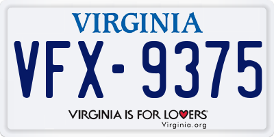 VA license plate VFX9375