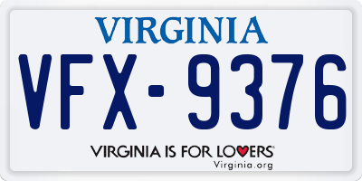 VA license plate VFX9376