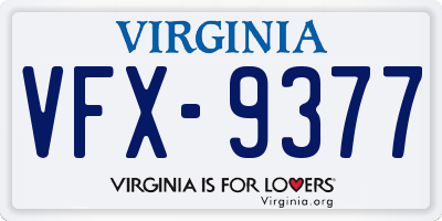 VA license plate VFX9377