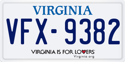 VA license plate VFX9382
