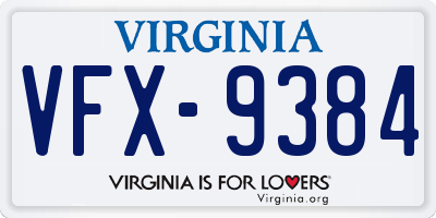 VA license plate VFX9384