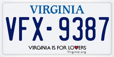 VA license plate VFX9387