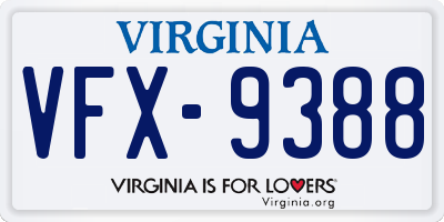 VA license plate VFX9388