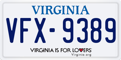 VA license plate VFX9389