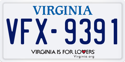 VA license plate VFX9391