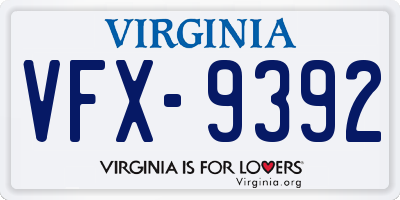 VA license plate VFX9392