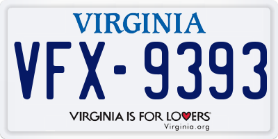 VA license plate VFX9393
