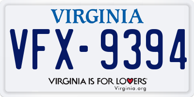VA license plate VFX9394