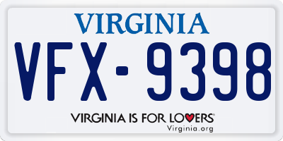 VA license plate VFX9398