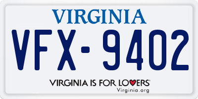VA license plate VFX9402
