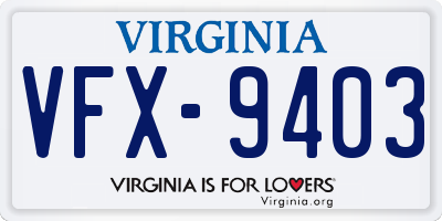 VA license plate VFX9403