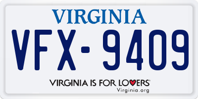 VA license plate VFX9409