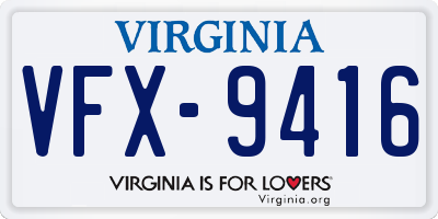 VA license plate VFX9416