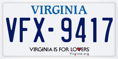 VA license plate VFX9417