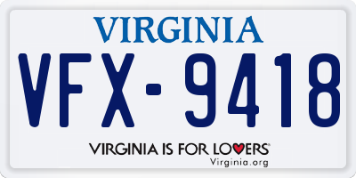 VA license plate VFX9418