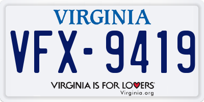 VA license plate VFX9419