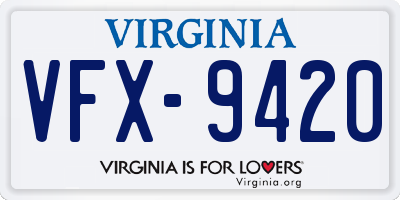 VA license plate VFX9420