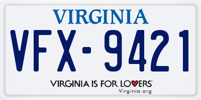 VA license plate VFX9421