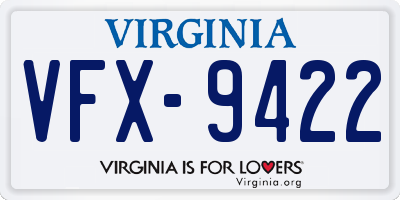 VA license plate VFX9422