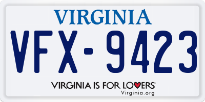 VA license plate VFX9423