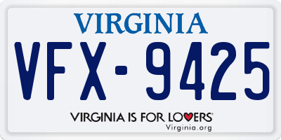 VA license plate VFX9425