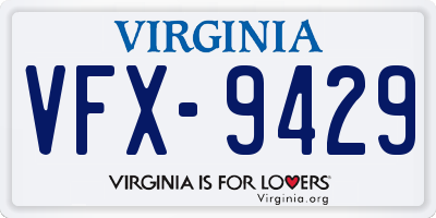 VA license plate VFX9429