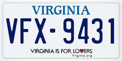 VA license plate VFX9431