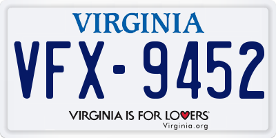 VA license plate VFX9452