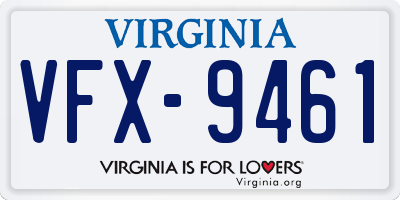 VA license plate VFX9461