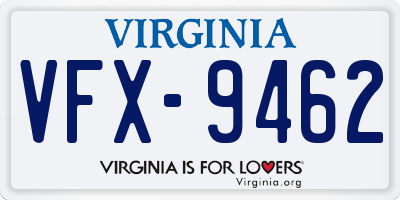 VA license plate VFX9462