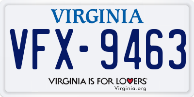 VA license plate VFX9463