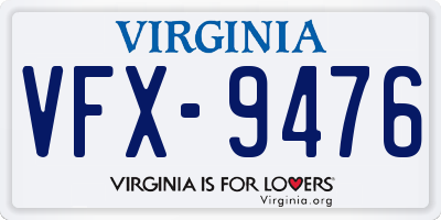 VA license plate VFX9476