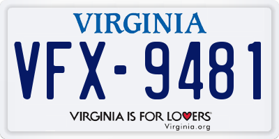 VA license plate VFX9481
