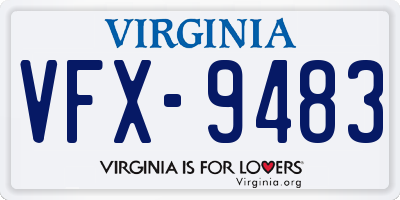 VA license plate VFX9483