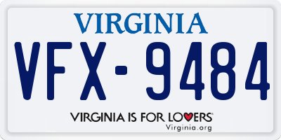 VA license plate VFX9484