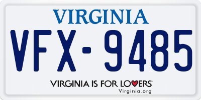 VA license plate VFX9485