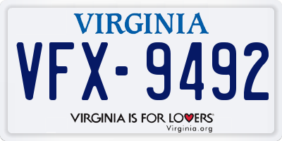 VA license plate VFX9492