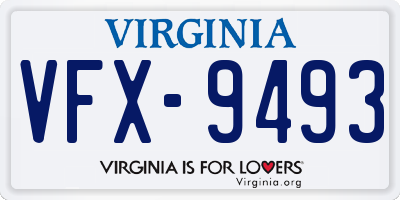 VA license plate VFX9493