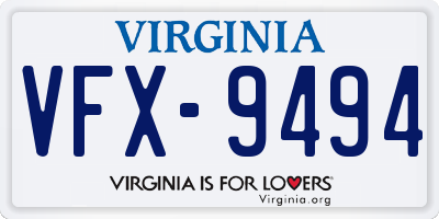 VA license plate VFX9494