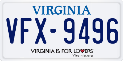 VA license plate VFX9496