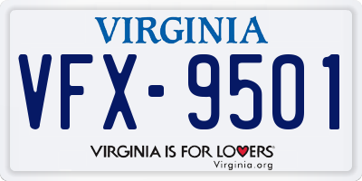VA license plate VFX9501