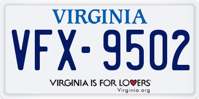 VA license plate VFX9502